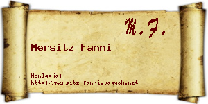 Mersitz Fanni névjegykártya